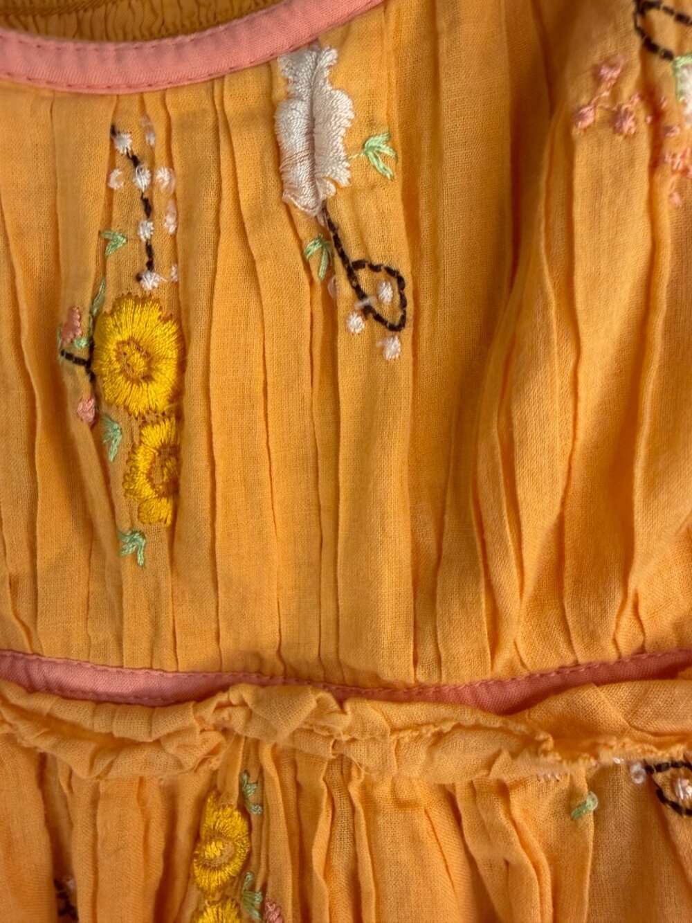 Free People Alana Babydoll Dress- Mini- Yellow/Orange-Embroidered-M-MSRP  $128 - Picture 9 of 16